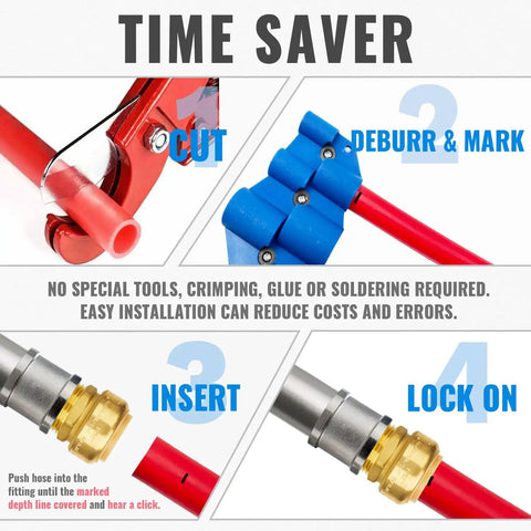 Installation steps for Three Quarter Inch Male Adapter MNPT Push To Connect Plumbing Fitting For PEX Copper CPVC PE RT Pipes With Disconnect Clip