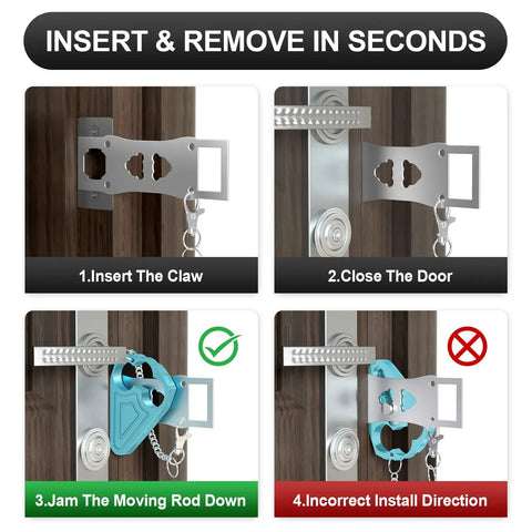 Installation steps for 2 Pack Portable Door Lock For Hotel Door Safety And Travel Privacy Aluminum And Stainless Steel Security Latch