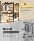 Heavy Duty Wall Mounted Closet System With Expandable Industrial Pipe Clothing Rack showcasing organized clothes and shoes in a stylish layout.