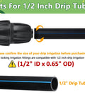 Six Pack 3/4 Inch Female Pipe Thread To 1/2 Inch Drip Tubing Adapter Swivel Garden Hose Connector For 1/2 Inch Drip Line Fits Standard 3/4 Inch Hoses And Faucets, black plastic, for 1/2 inch drip tubing