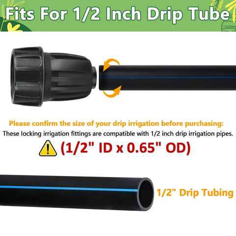 Six Pack 3/4 Inch Female Pipe Thread To 1/2 Inch Drip Tubing Adapter Swivel Garden Hose Connector For 1/2 Inch Drip Line Fits Standard 3/4 Inch Hoses And Faucets, black plastic, for 1/2 inch drip tubing