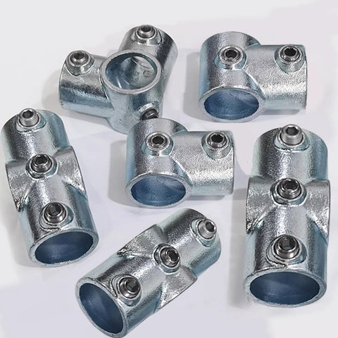 Half Inch Galvanized Steel Pipe Four Way Fitting Connector With Side Outlet for industrial DIY decor, slip-on connection