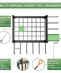 Diagram of Beefed Up Garden Tool Organizer Rack For Garage And Shed, Metal Yard Tools Storage For Up To 46 Tools With Hooks and Slots