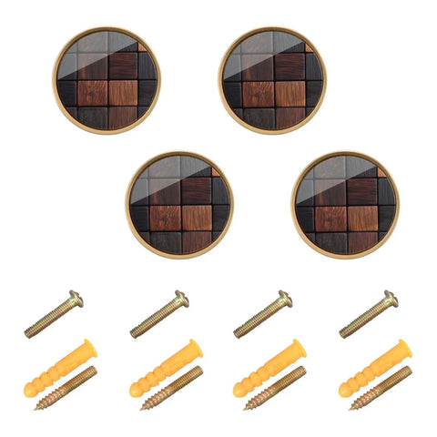 Kick Up Your Kitchen Game With These Slick Textured Wooden Cabinet Knobs Square Drawer Pulls Featuring No Sweat Dual Screw Setup For Any Wall Or Tile Surface Solid Four Pack Hardware with round knobs and screws.