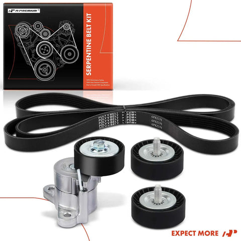 Serpentine Belt Drive Kit For Jeep Compass Patriot Journey Dodge Chrysler Cars 2008 To 2017 With 1.8L 2.0L 2.4L Engines And Air Conditioning Compatibility, includes belts, pulleys, and tensioner.