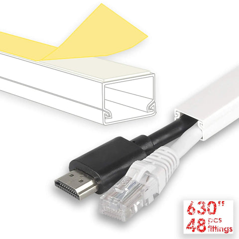 Paintable Wire Hider Kit For Walls To Hide 1 To 2 Cables shown with HDMI and Ethernet cables partially inserted