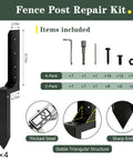 Beefed Up Heavy Duty Fence Post Anchor and Repair Kit for 4x4 and 6x6 Wood Posts with tools and hardware included
