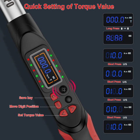 Digital Open End Torque Wrench With 34mm Jaw And LCD Display Anti Drop Design showing quick setting of torque value
