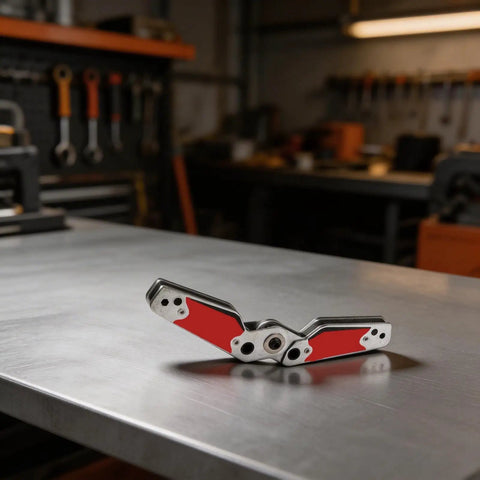 Get Crazy Secure Adjusting Magnetic Welding Positioner Fixture With Hex Wrench And Dual Sided Strong Magnet Design on metallic surface.
