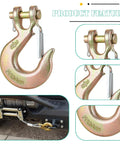 Heavy Duty Clevis Slip Hook With Safety Latch Three Eighths Inch For Grade 70 Transport Chain 4 Pack 18,000 Lbs Capacity shown in use