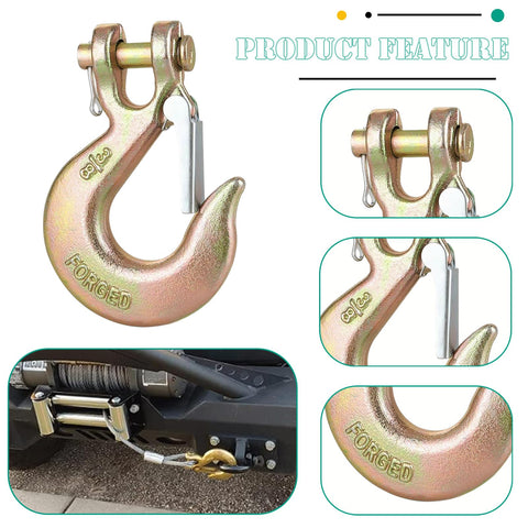 Heavy Duty Clevis Slip Hook With Safety Latch Three Eighths Inch For Grade 70 Transport Chain 4 Pack 18,000 Lbs Capacity shown in use