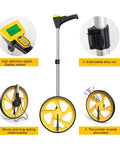 Digital Display Measuring Wheel With Retractable Handle For Walking Distance Tracking waterproof keys, featuring a digital screen and sturdy alloy rod.