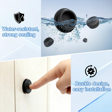 125 Piece Black Silicone Rubber Plugs Set For Round Holes In Furniture And Car Panels Eight Sizes From One Inch To Five Sixteenths Inch Premium Wear Resistant Temperature Resistant Auto Lock Buckle Design Keeps Plugs Secure For DIY Projects, water-resistance, easy installation