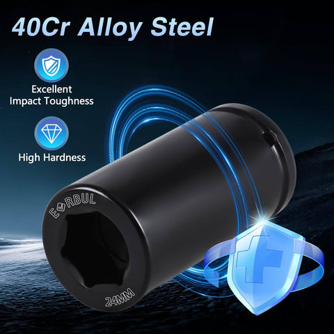 40Cr alloy steel 24mm socket highlighting impact toughness and hardness for GM LS engines crank bolt removal