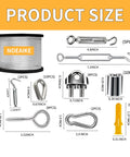 Vinyl Coated Stainless Steel Wire Rope Kit 165 Feet One Eighth Inch With Turnbuckles And Hardware size chart