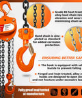1 Ton Chain Hoist Manual Hand Lift 10 Ft Lift Steel Chain Block Hoist With 6mm Chain Heavy Duty Hooks Industrial Grade