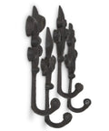 Built Like A Tank Cast Iron Wall Mount Key Hooks For Entryway And Garage Featuring Classic Fleur De Lis Charm Dark Brown side view with four hooks