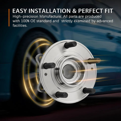 Front Wheel Bearing And Hub Assembly Fits Hyundai Santa Fe 2007 2008 2009 2010 2011 2012 2013 2014 Santa Fe Sport 2013 2014 Veracruz 2007 2012 and Kia Sorento 2011 2015 5 Bolt Front Left Or Right Wheel Hub Replacement Ready To Roll close-up image