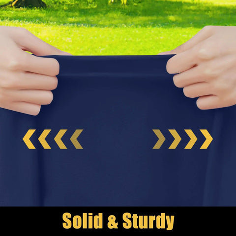 Hands stretching Waterproof Elastic Fitted Tablecloth With Elastic Edge For 6 Foot Tables 30x72 Inches Navy Washable Polyester Picnic Cover