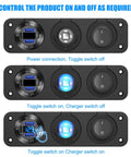 All In One Marine Power Panel With USB PD3 And Dual QC3 Ports 150W Lighter Socket Voltmeter Waterproof Toggle Switch Aluminum DIY Kit For Boats Built To Last with toggle switch and USB ports.
