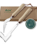 2 Pack Hand Weeder Set With L Shaped Crevice Tool And Curved Tip Weeder Heat Treated Steel Blades And Ash Wood Ergonomic Handles Garden And Lawn Weed Pullers For Easy Root Removal In Beds Patios displayed with packaging
