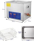 Top Tier Ten Liter Ultrasonic Cleaner With Fast Heat And Digital Timer Pro Grade Forty KHz stainless steel cleaner with basket.