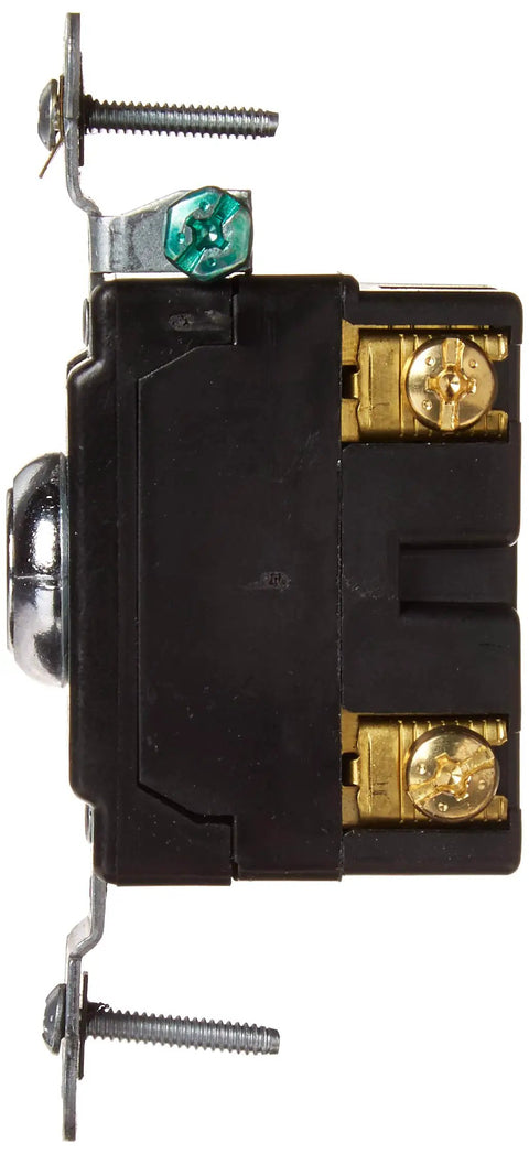 Side view of Extra Heavy Duty Key Lock Single Pole 20 Amp Switch for 120 277 Volt Use, showing chrome lock and wiring terminals.