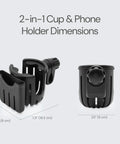 2 In 1 Cup Holder Attachment For Q1 Wagon Only, With Secure Grip And Easy Access, Holds Most Bottles Up To 3.45 Inches