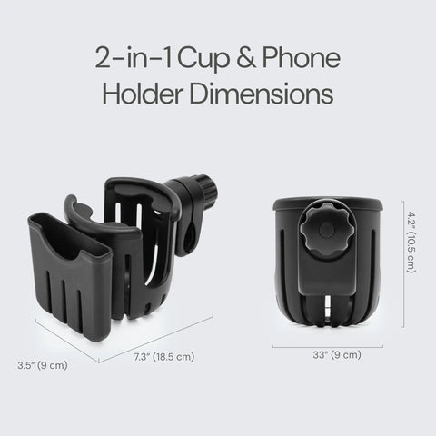 2 In 1 Cup Holder Attachment For Q1 Wagon Only, With Secure Grip And Easy Access, Holds Most Bottles Up To 3.45 Inches