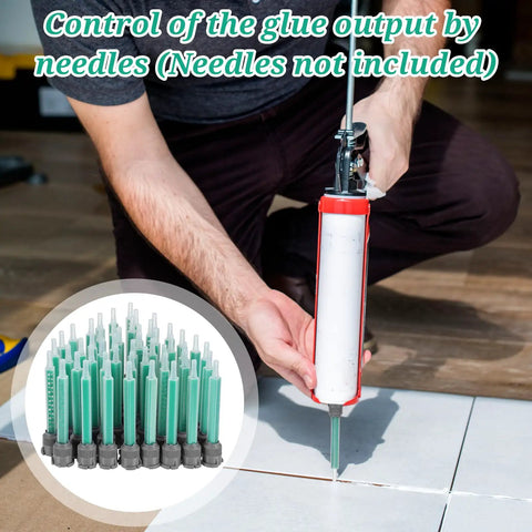 50 Pack Epoxy Mixing Nozzle Tips 3.5 Inch Static Spiral Nozzles With 16-Element Mixers For Smooth Resin Application, Durable, Mess Free, No Cleanup Needed, Ideal For Home DIY Projects. Used on a glue cartridge.
