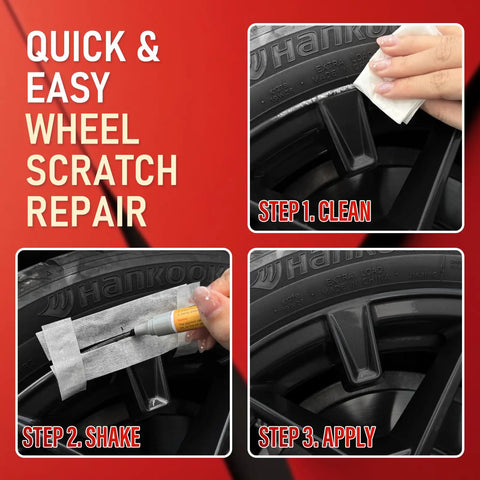 Hassle Free Wheel Scratch And Curb Rash Repair Kit Matte Black Rim Paint Pen instructional steps on alloy wheel repair