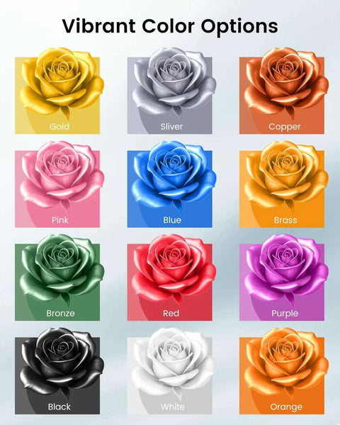 Color options chart for Silk PLA Plus Filament 1.75mm 1kg Silver With Chrome Like Gloss Finish And Smooth Silk Texture