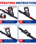 Operating instructions for Heavy Duty Ratchet Tie Down Straps Set With 2340 Lb Max Breaking Strength, 1 Inch By 16 Feet