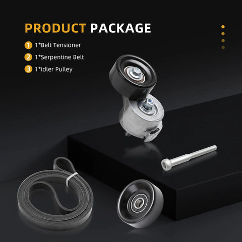 Top Notch Serpentine Belt Tensioner Idler Pulley Kit Fits Ford Ranger V6 3.0L And Mazda B3000 1997 To 2006 With OE Numbers Like 338385 For Smooth Ride package with tensioner, serpentine belt, idler pulley and bolt
