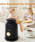 Heavy Duty 1.7L Electric Kettle With Thermometer, 1200W Fast Boil, 304 Stainless Steel, Auto Shut Off, Black, in kitchen setting