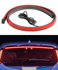 35 Inch Third Brake LED Light Strip Flexible DC12V High Mount Stop Light for Trucks SUVs and RVs shown coiled and installed on vehicle