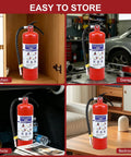 5 Lb Abc Dry Chemical Fire Extinguisher With Wall Mount And 2A 10B C Rating in various settings like kitchen, garage, vehicle, and bedroom.