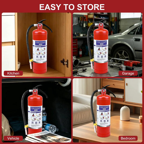 5 Lb Abc Dry Chemical Fire Extinguisher With Wall Mount And 2A 10B C Rating in various settings like kitchen, garage, vehicle, and bedroom.