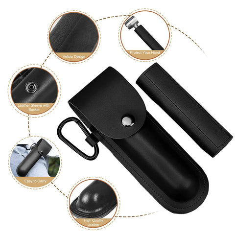 Survival Ready Bushcraft Hand Auger Wrench With Flint Scotch Eye Wood Drill Peg And Manual Hole Maker Multitool in leather case