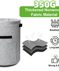 Gray Potato Grow Bags With Flap 10 Gallon 4 Pack Planter Pots With Handles And Harvest Window in thickened nonwoven fabric