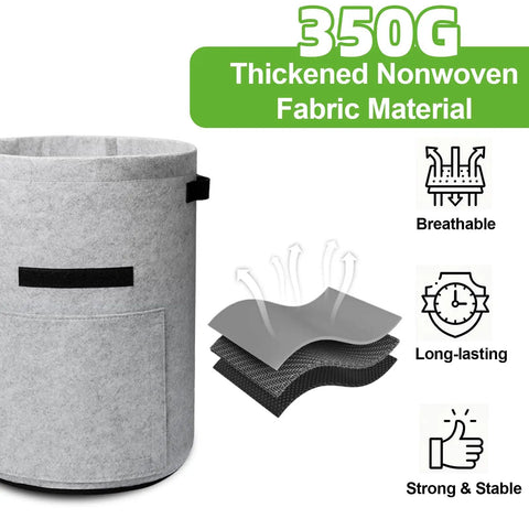 Gray Potato Grow Bags With Flap 10 Gallon 4 Pack Planter Pots With Handles And Harvest Window in thickened nonwoven fabric