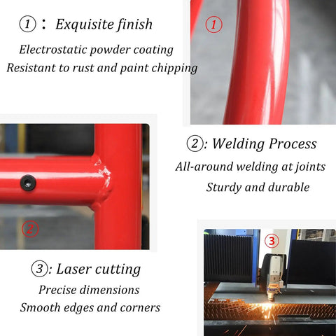Heavy Duty Tire Storage Rack Featuring Four Smooth Swivel Casters Built To Grip Car Or Bike Tires Securely While Keeping Your Garage Setup Mess Free And Totally Slick - Detailed views of welding, finish, and laser cutting.