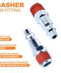 1/4 Inch MNPT Male Industrial Air Plug For Pneumatic Systems, 30 Pack, 300 PSI Capacity, Pre-Coated Sealant Threads