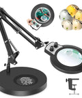 12X Magnifying Glass With Light And Stand For Crafting, Sewing, And Close Work, Dope Stepless Dimming LED Magnifier, clamp base