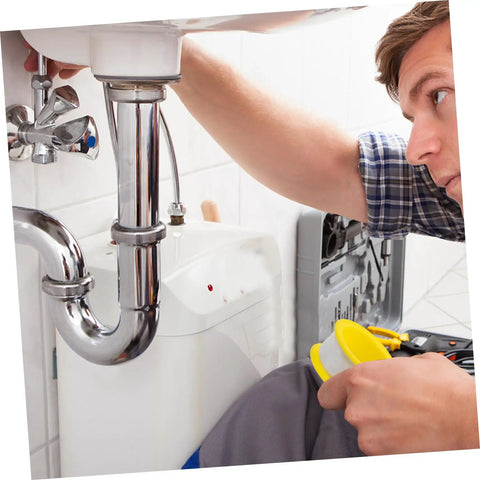 Person using 100 Pack Sealant Tape For Plumbing Quick Application To Stop Water Leaks On Pipes And Shower Heads Durable Waterproof Thread Seal Tape For DIY Pipe Repair And Fast Leak Fixes
