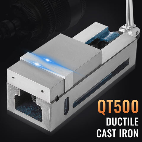 4 Inch Milling Vise For Bench Setup, Beefy Heavy Duty Clamp Vise Made From Nodular Cast Iron, 100mm Jaw, close-up