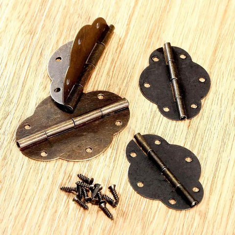Two Pack Bronze Cabinet Hinges With Screws For Doors And Wood Boxes, Sturdy Bronze Finish, Easy Install Butt Hinge Set