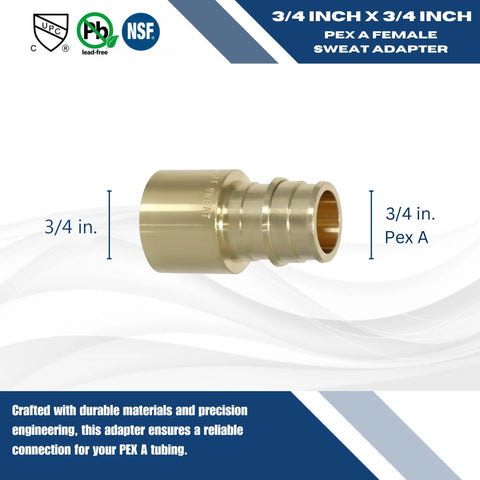 Image of a Ten Piece PEX A To Three Quarter Inch Female Sweat Adapters F1960 Expansion Fitting for potable water and heating.