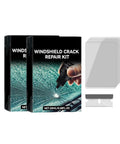 Windshield Crack Repair Kit With Nano Fluid Glass Repair Fluid For Chips Bulls Eye Cracks And Fractures In Auto Glass DIY Easy Step Kit With 20ml Twin Pack shown with application tool and accessories.