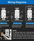 Wiring diagram for Two Pack Combo Toggle Light Switch And Duplex Outlet, Single Pole Wall Switch With Grounded Receptacle, 15 Amp 125V.